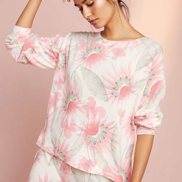 Anthropologie Floreat Floral Brushed Fleece Sweatshirt S - Picture 2 of 8